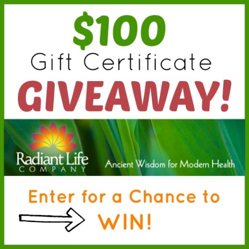 $100 gift certificate giveaway to Radiant Life! Enter for a chance to win!