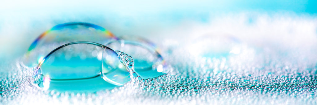 Clean blue soap bubbles